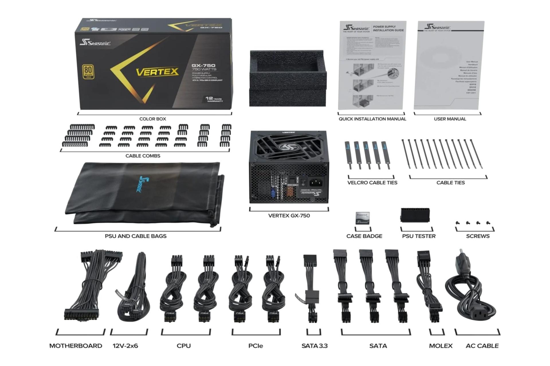اقلام همراه پاور کامپیوتر سی سونیک Seasonic VERTEX GX ATX 3.1 750W