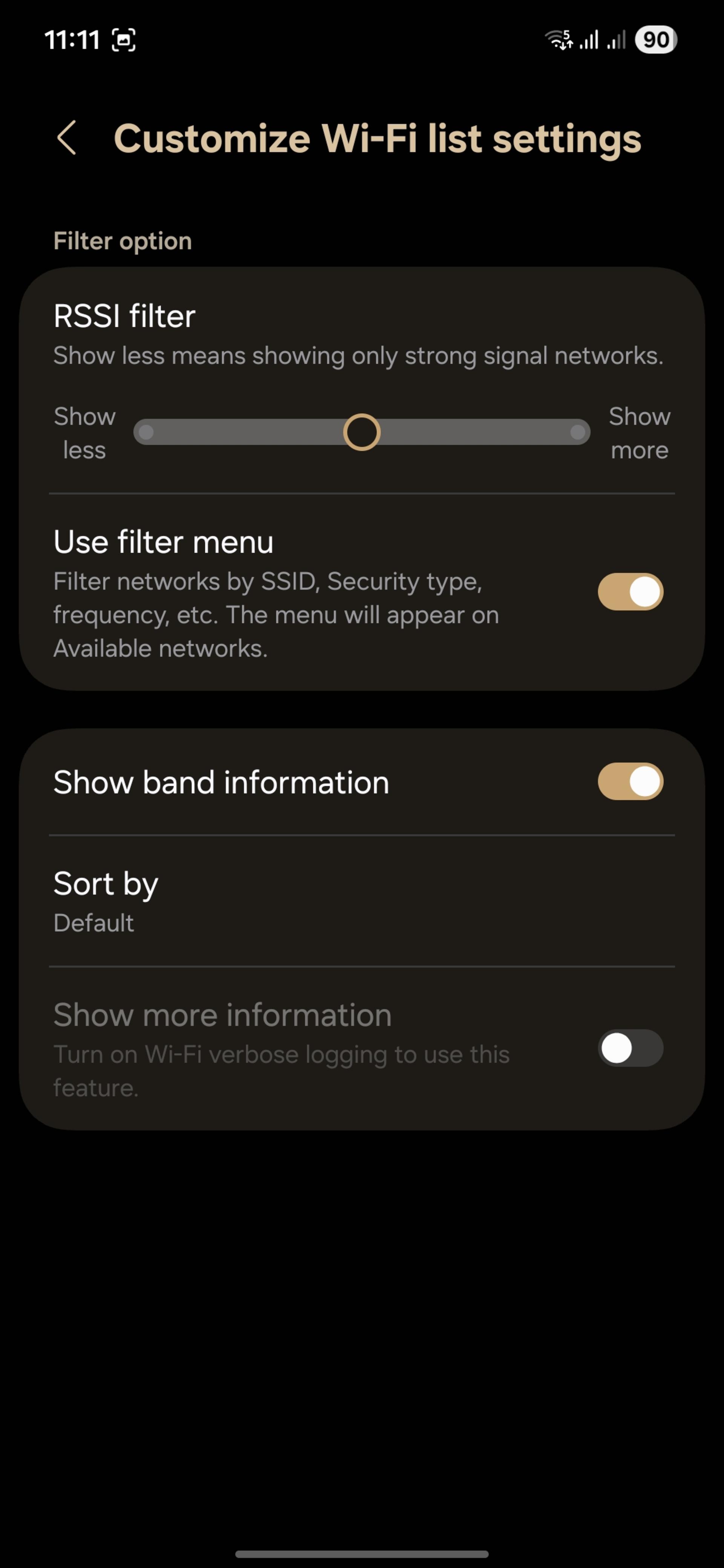 منوی Connectivity labs وای‌فای گوشی سامسونگ