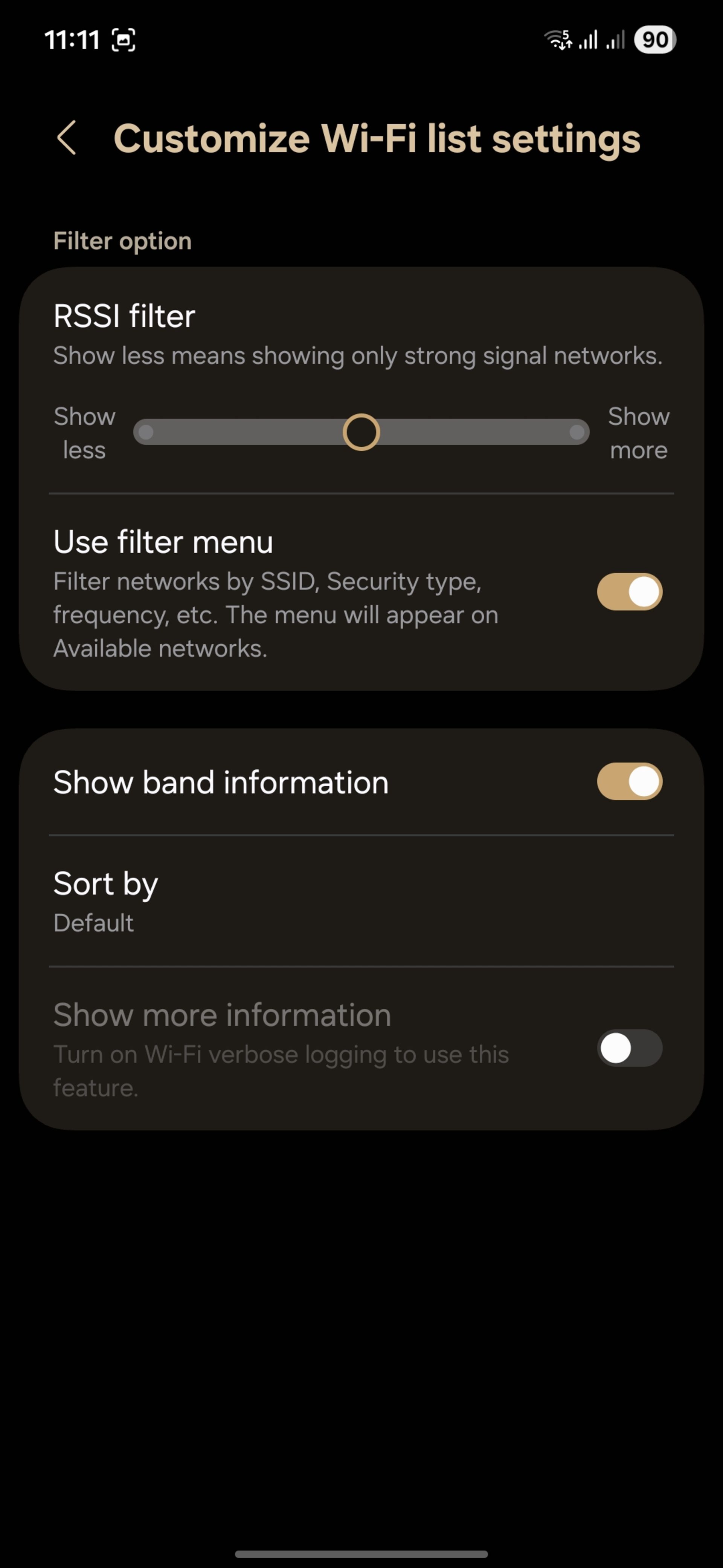 منوی Connectivity labs وای‌فای گوشی سامسونگ