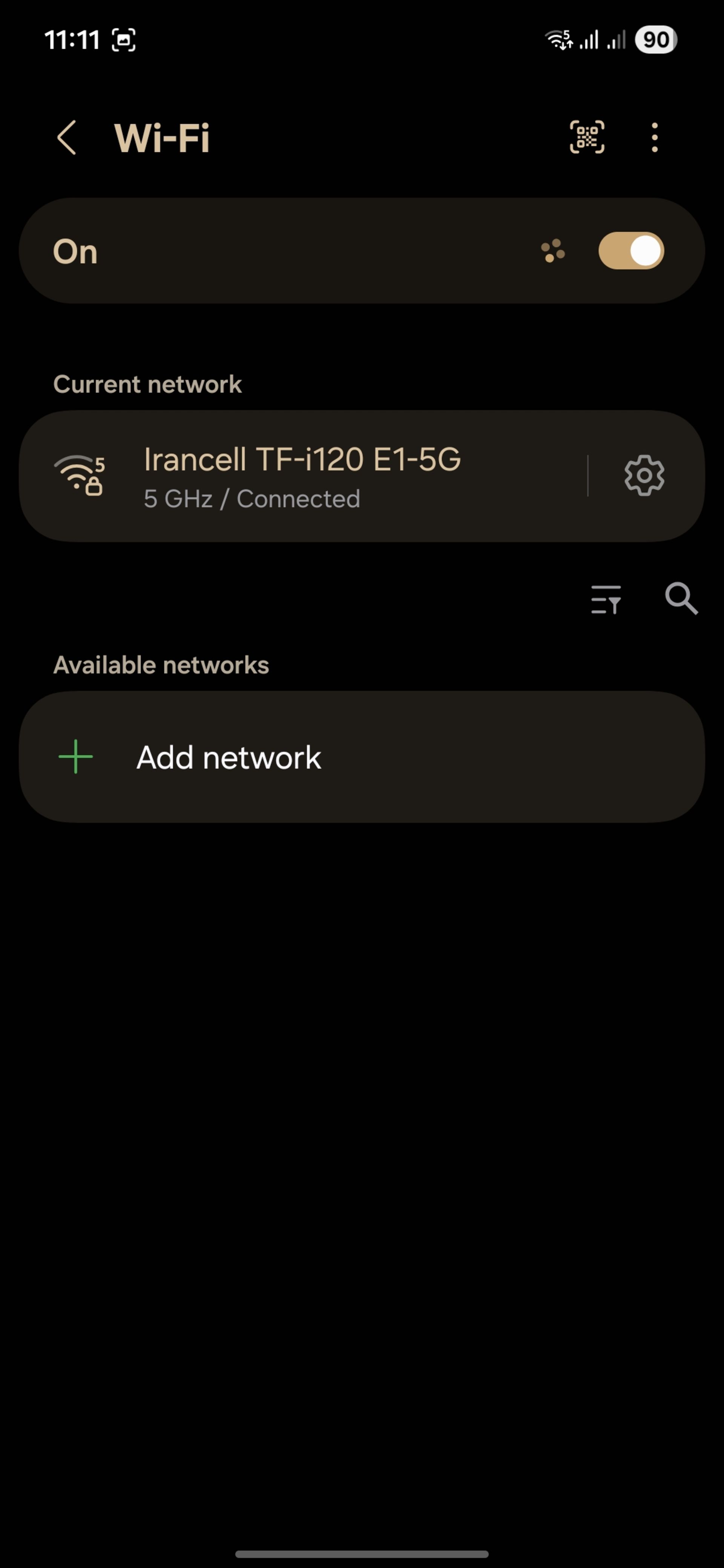 منوی Connectivity labs وای‌فای گوشی سامسونگ