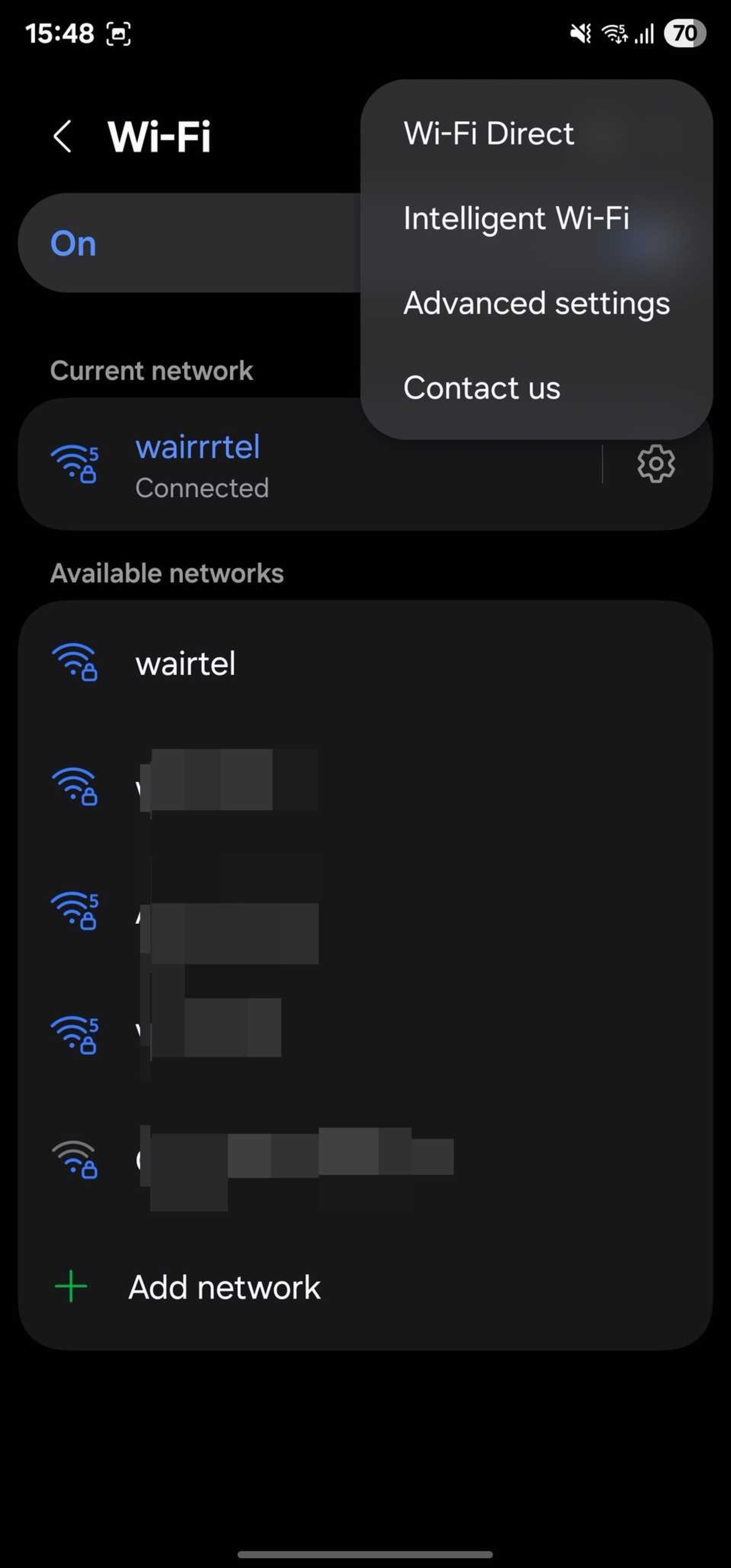 منوی Connectivity labs وای‌فای گوشی‌های سامسونگ