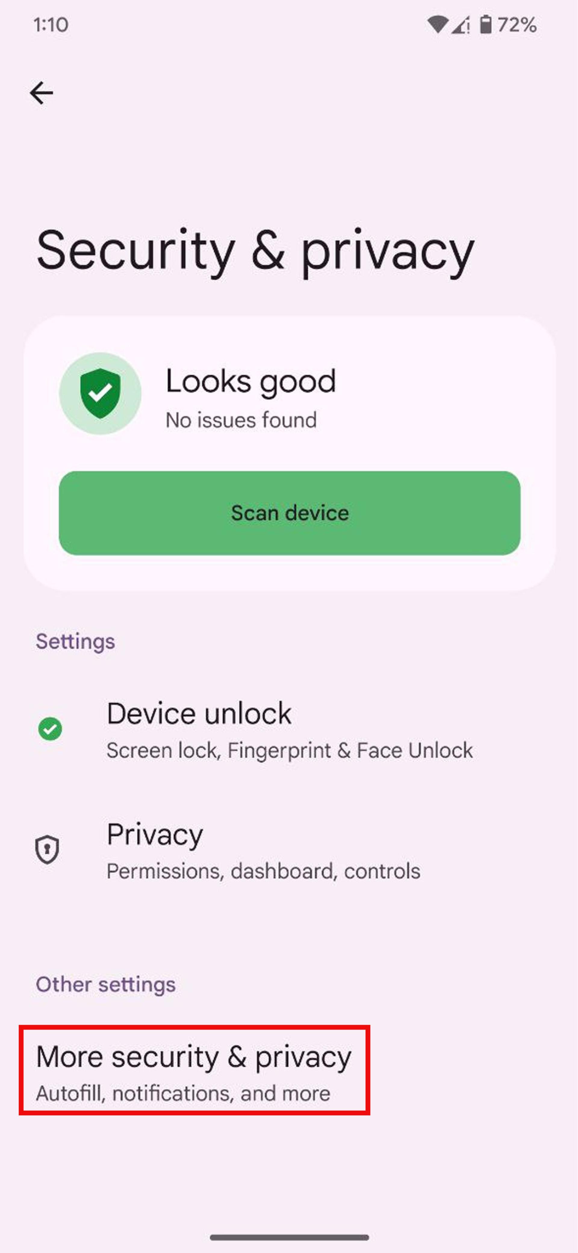 تنظیمات Security & Privacy
