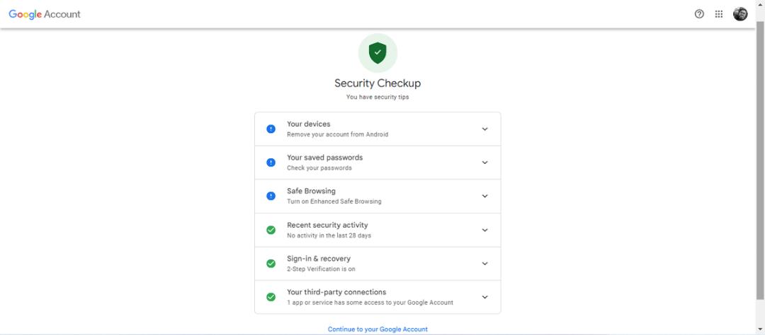 بررسی امنیتی (Security Checkup) جیمیل