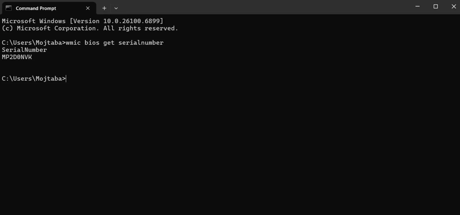 سریال لپ تاپ در CMD