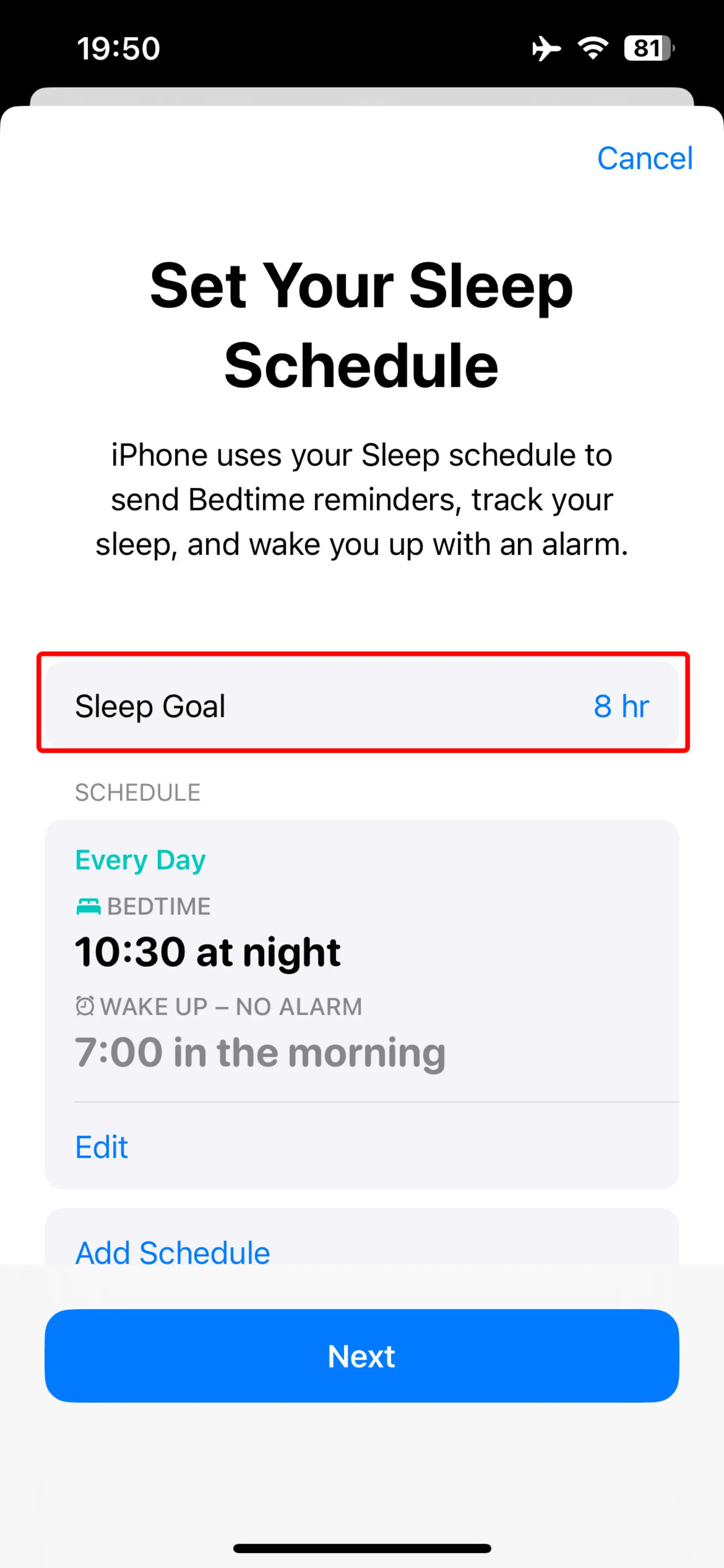 انتخاب هدف خواب (sleep goal)
