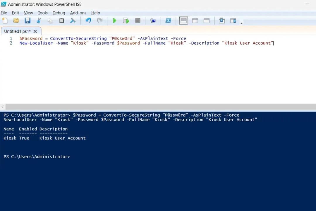 فعال‌سازی حالت Kiosk mode از طریق PowerShell مرحله ۴