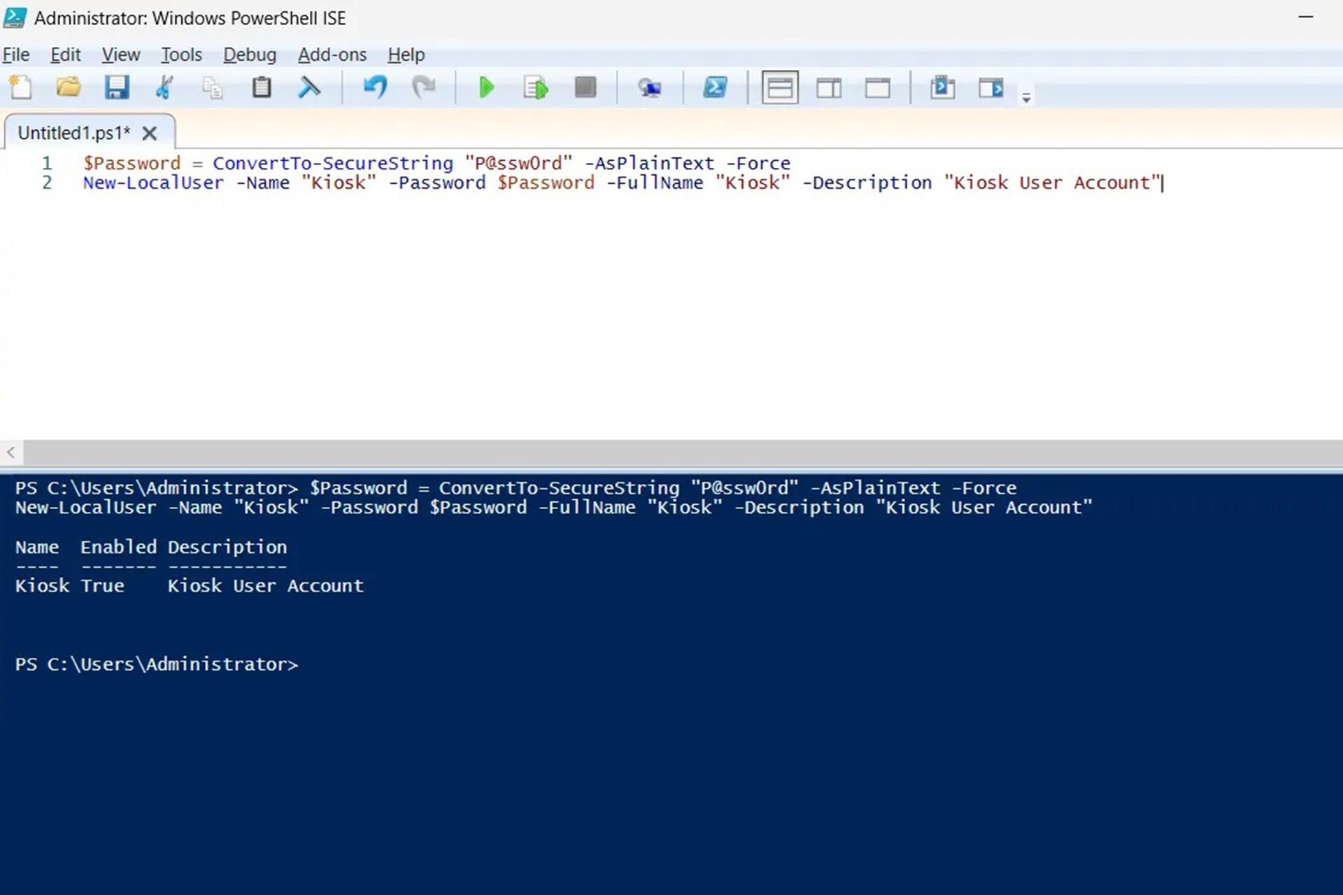 فعال‌سازی حالت Kiosk mode از طریق PowerShell مرحله ۴