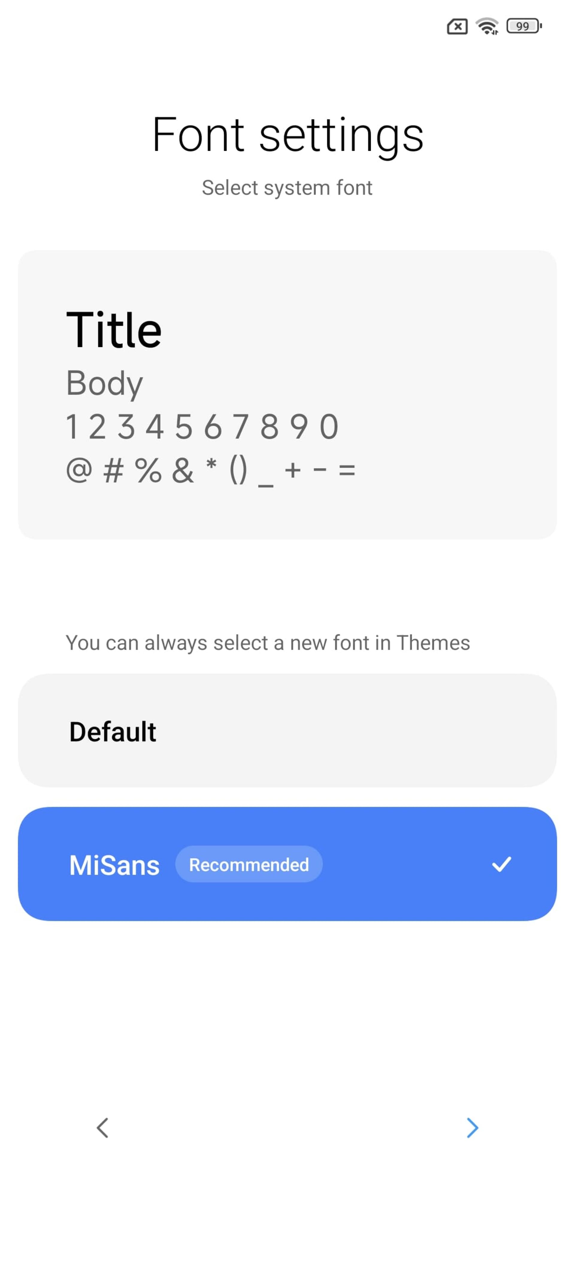 تنظیمات فوت (font settings) گوشی شیائومی