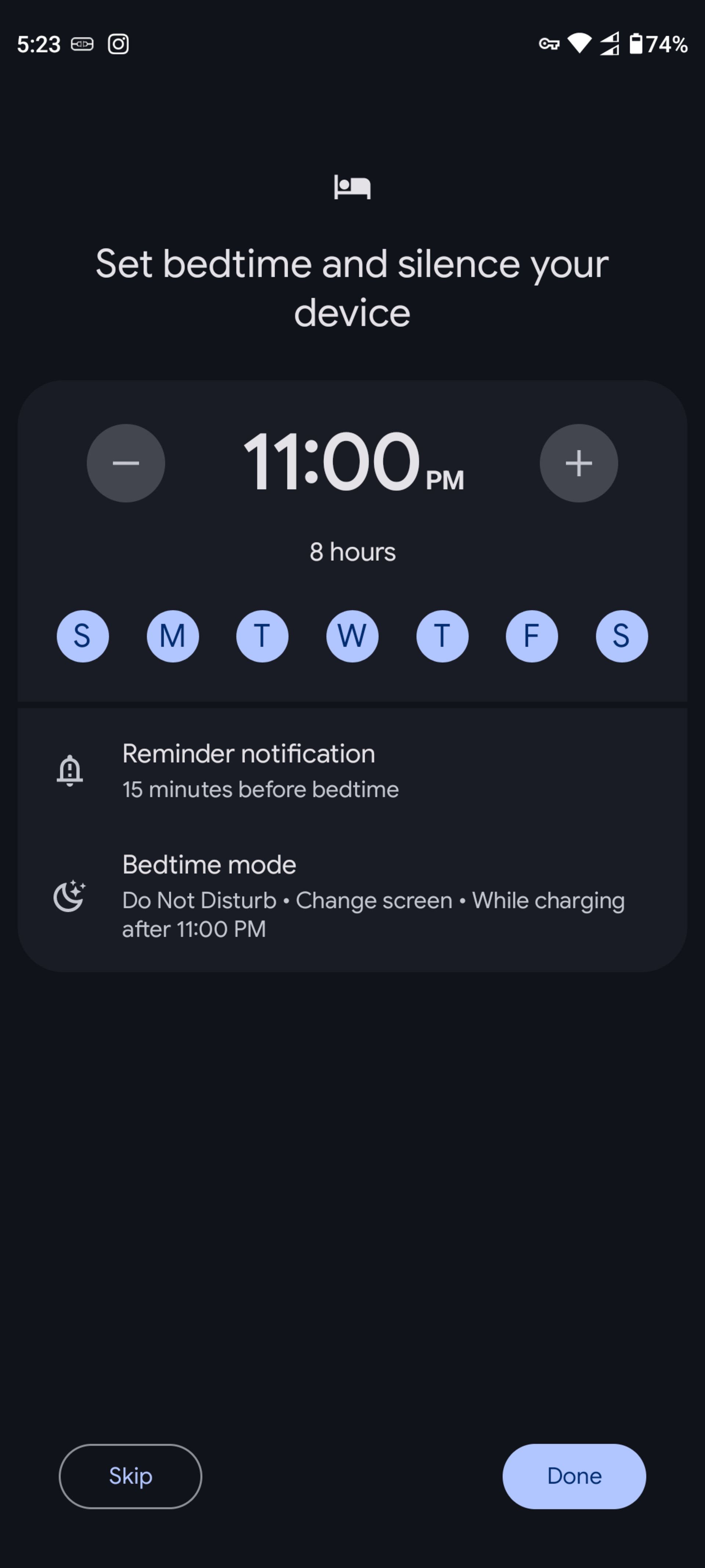 تنظیم زنگ ساعت خواب در حالت bedtime ساعت گوگل (google clock)