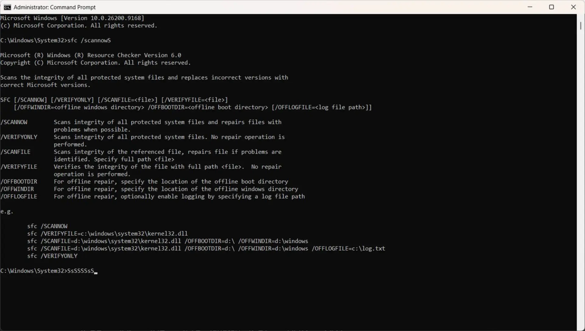 دستور sfc در محیط Command Prompt برای بررسی سلامت فایل‌های سیستمی ویندوز