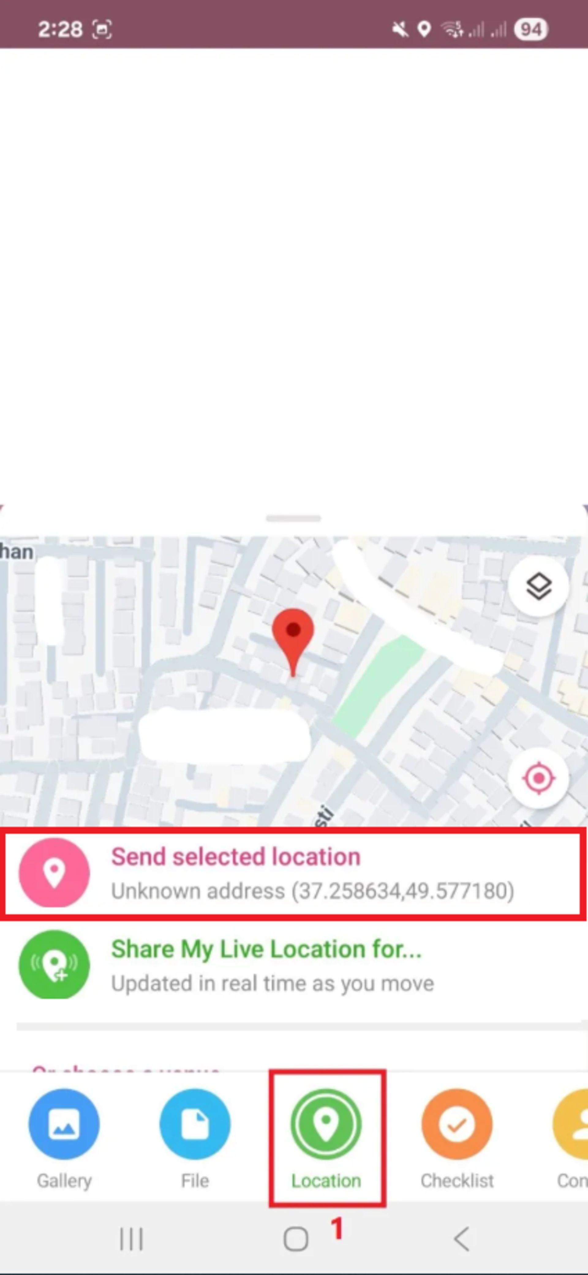 ارسال موقعیت مکانی در تلگرام