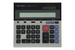 نمای بالای ماشین حساب شارپ CS-2130 با نمایش صفحه کلید، لوگو و دکمه‌ها