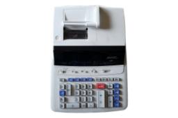 نمای بالای ماشین حساب شارپ CS-2194H با نمایش صفحه کلید، چاپگر و نمایشگر