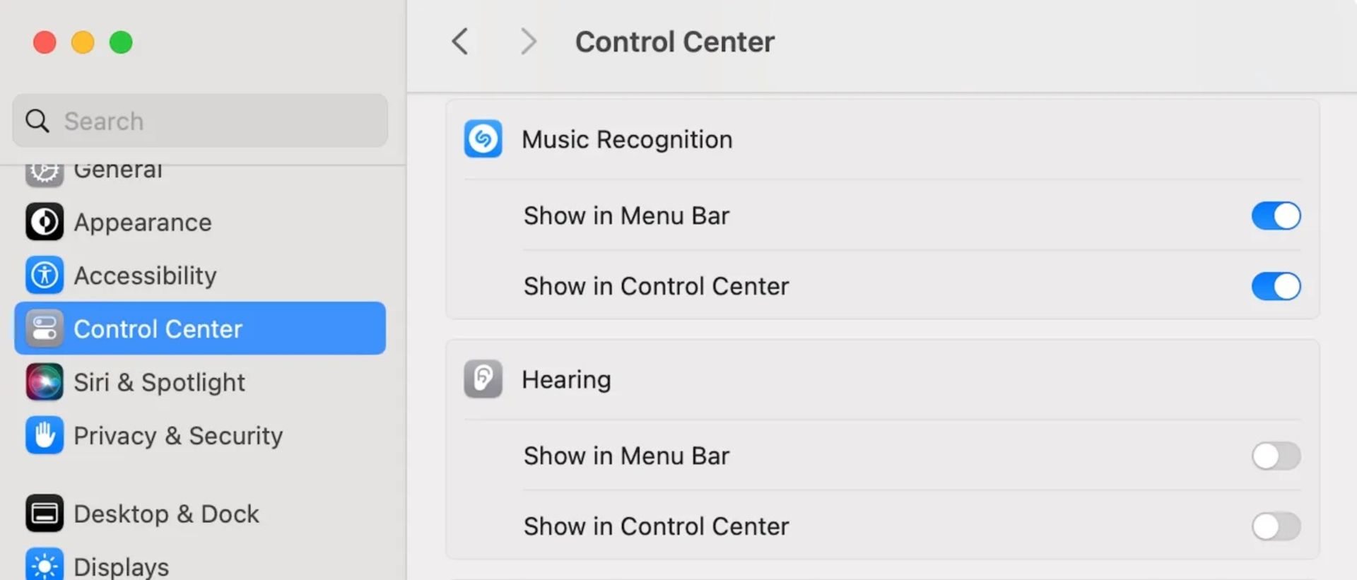 اضافه شدن ویجت شازم به Control Center در MacOS