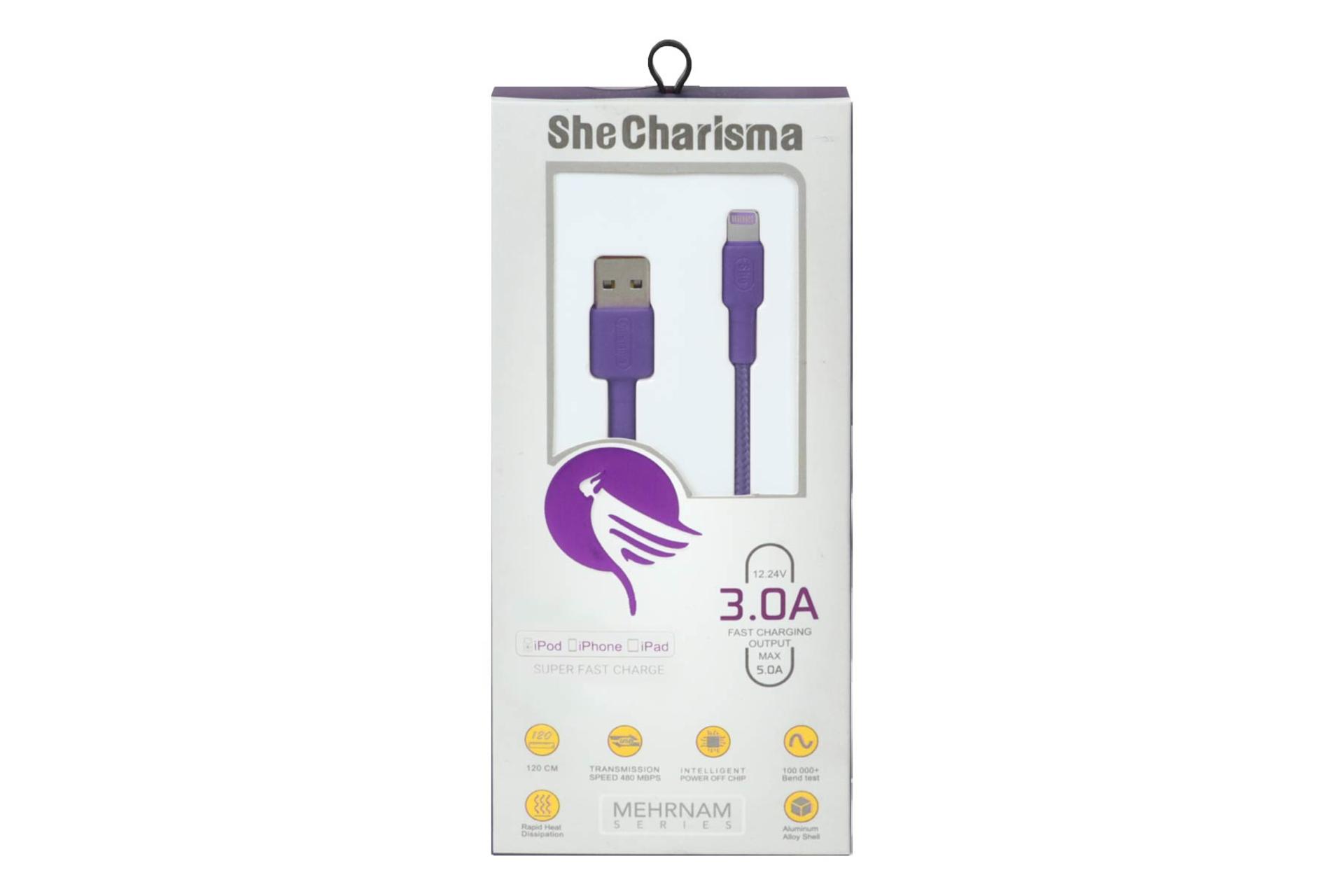 جعبه کابل شارژ USB شی کاریزما Type-A به Lightning مدل Mehrnam Series با طول 1.2 متر