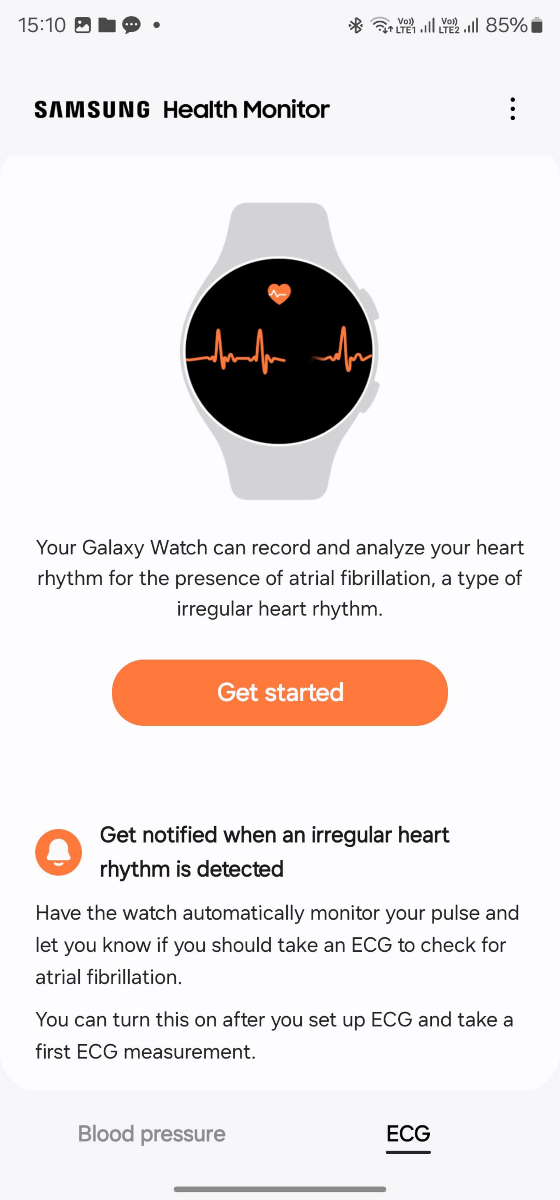 راه اندازی ECG گلکسی واچ در گوشی