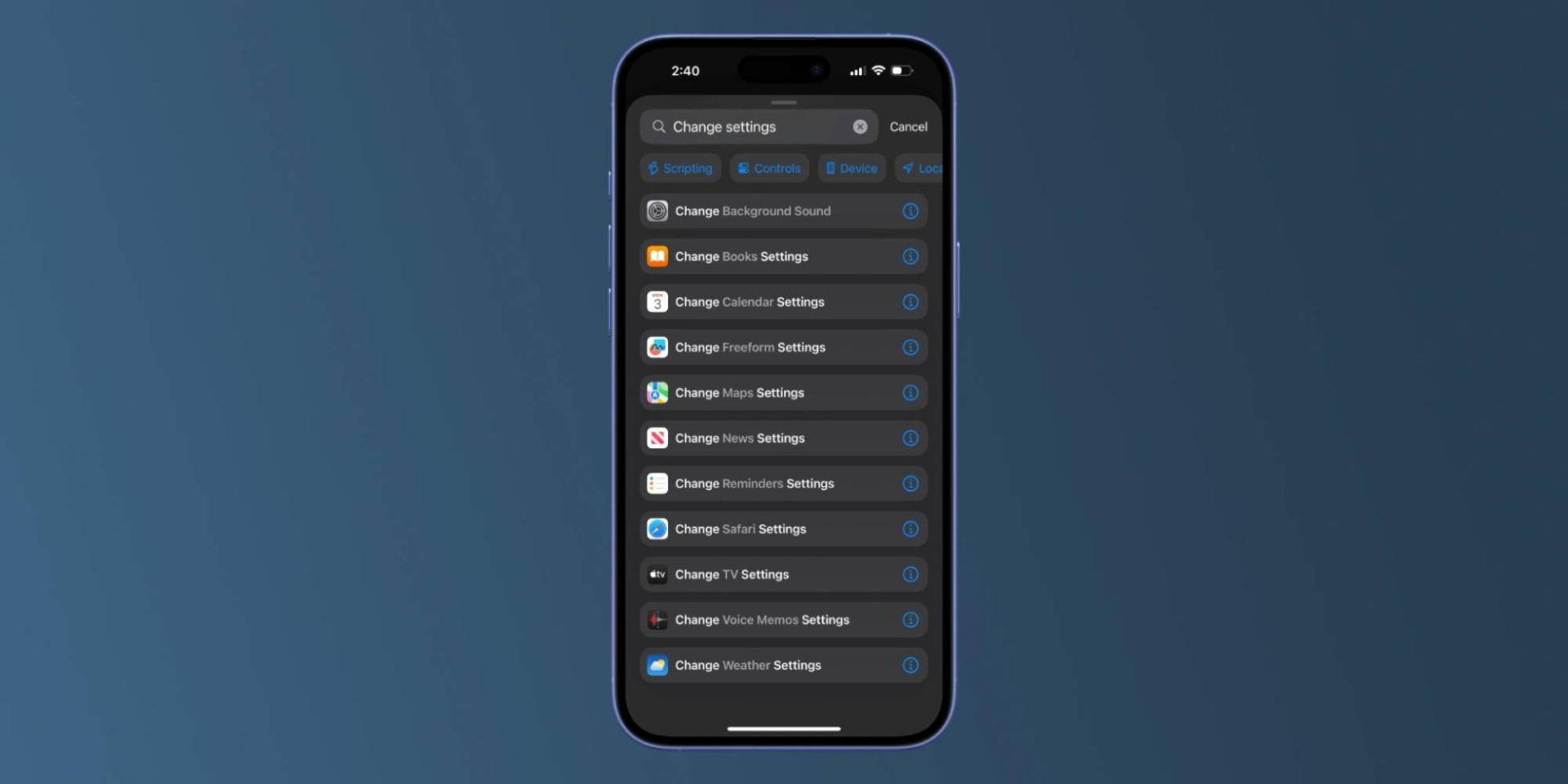 اپلیکیشن shortcuts در ios 18.4 beta 2