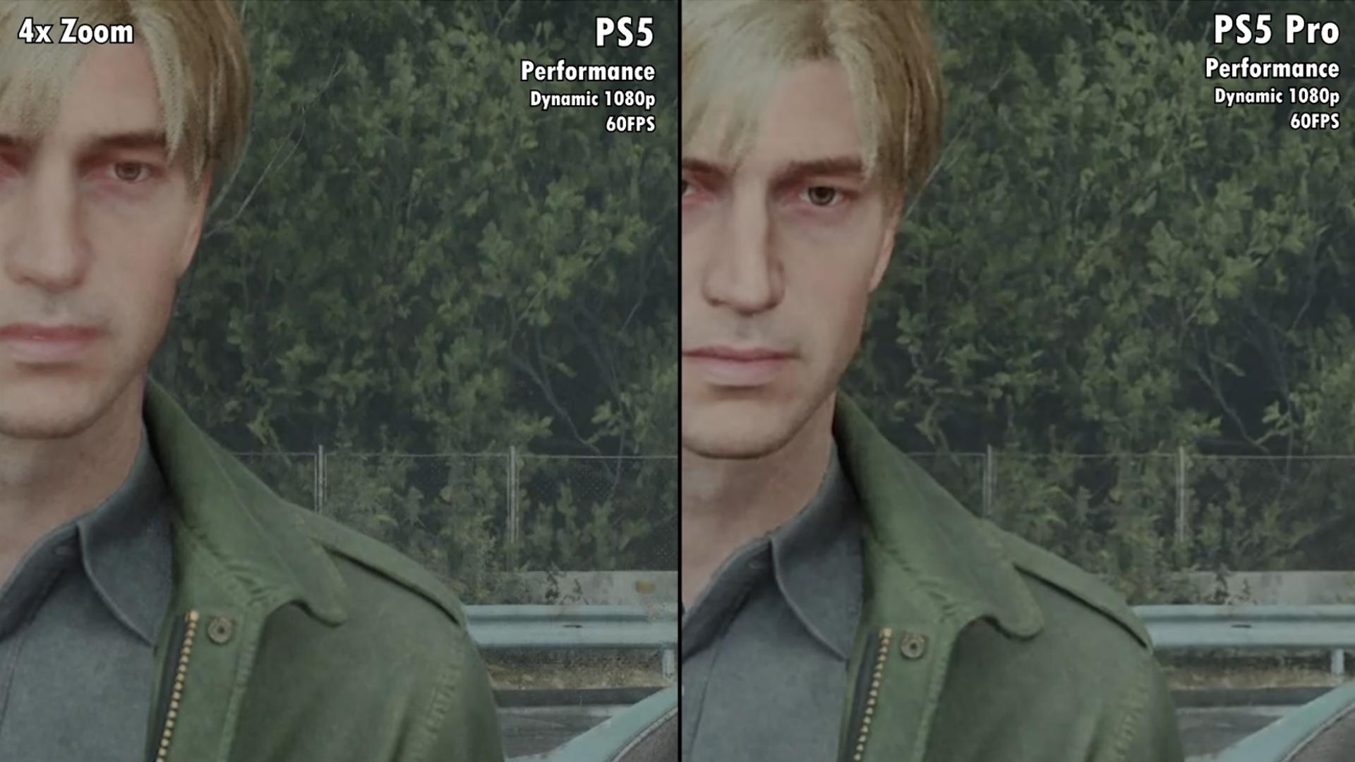 تفاوت گرافیکی حالت Performance در بازی Silent Hill در PS5 و PS5 Pro - زوم ۴برابری