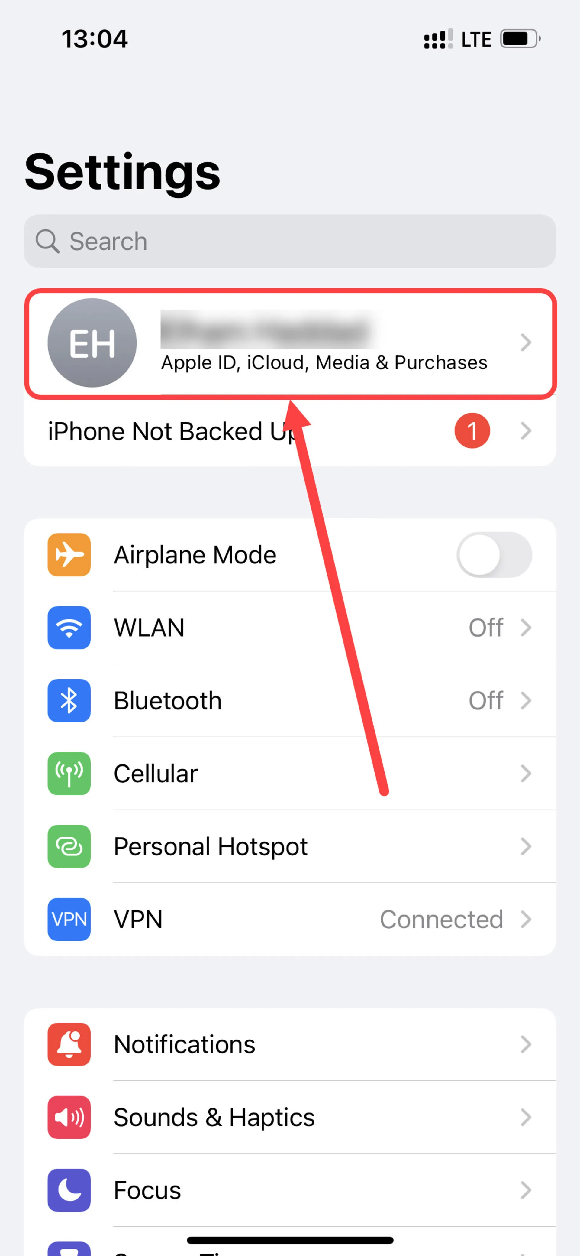 ورود به اپل آیدی در تنظیمات آیفون ۱۳