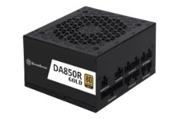 نمای نیمرخ پاور کامپیوتر سیلور استون DA850R Gold با توان 850 وات با نمایش فن، اتصالات و لوگو