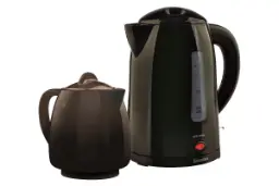 نمای کلی چای ساز سیماران STM-815 با نمایش قوری و کتری رنگ مشکی