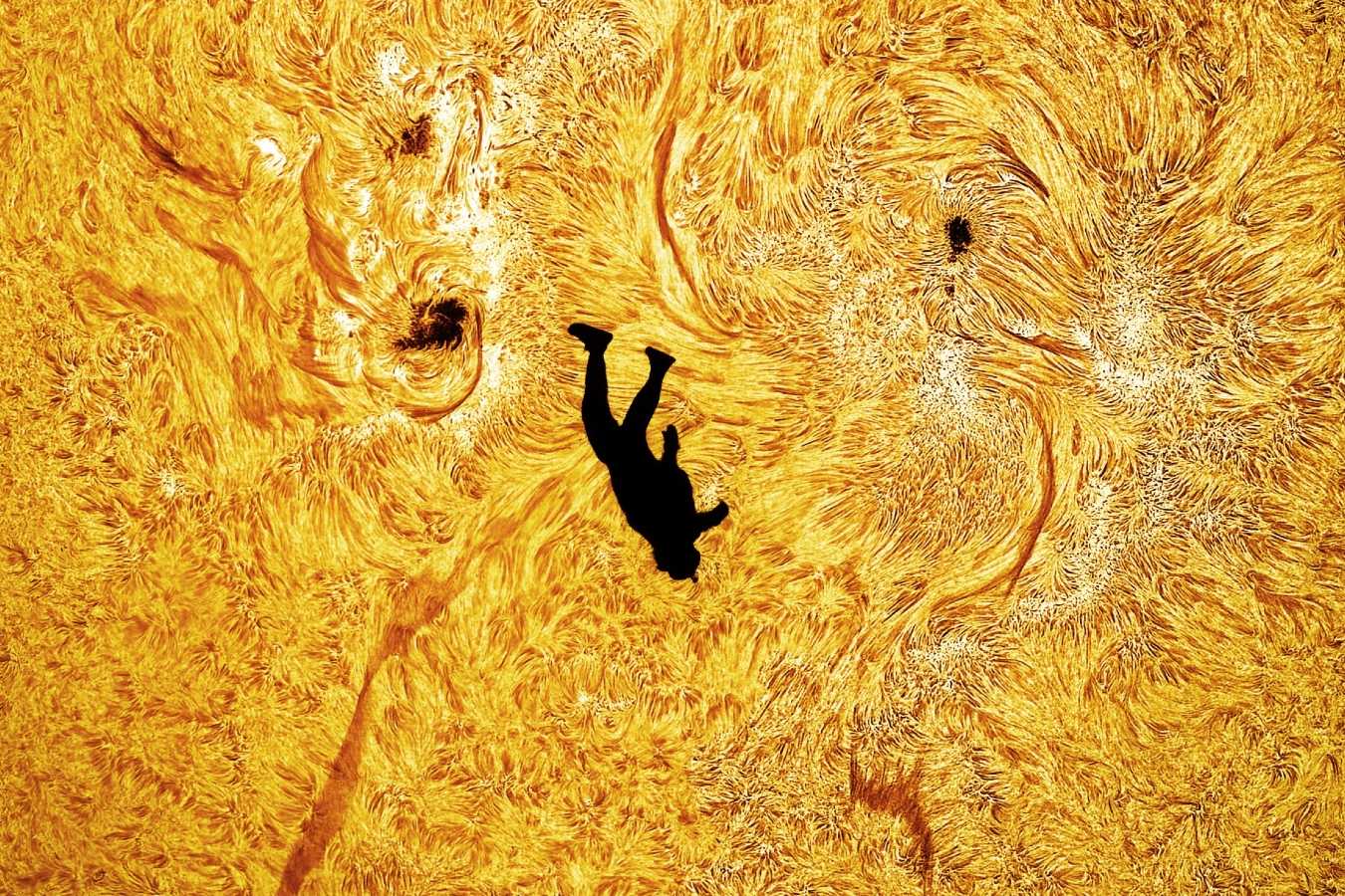 سقوط ایکاروس: ثبت تصویر بی‌نظیر یک چترباز درمقابل سطح خورشید