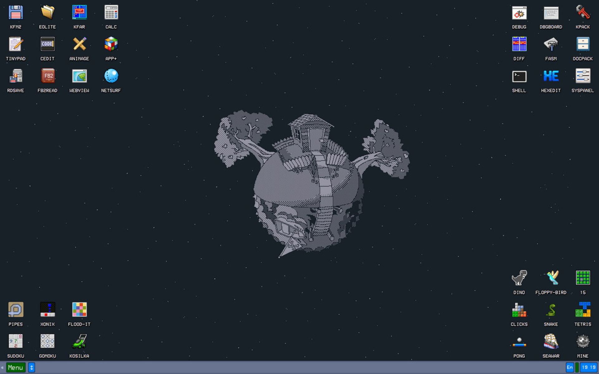 صفحه دسکتاپ سیستم عامل KolibriOS