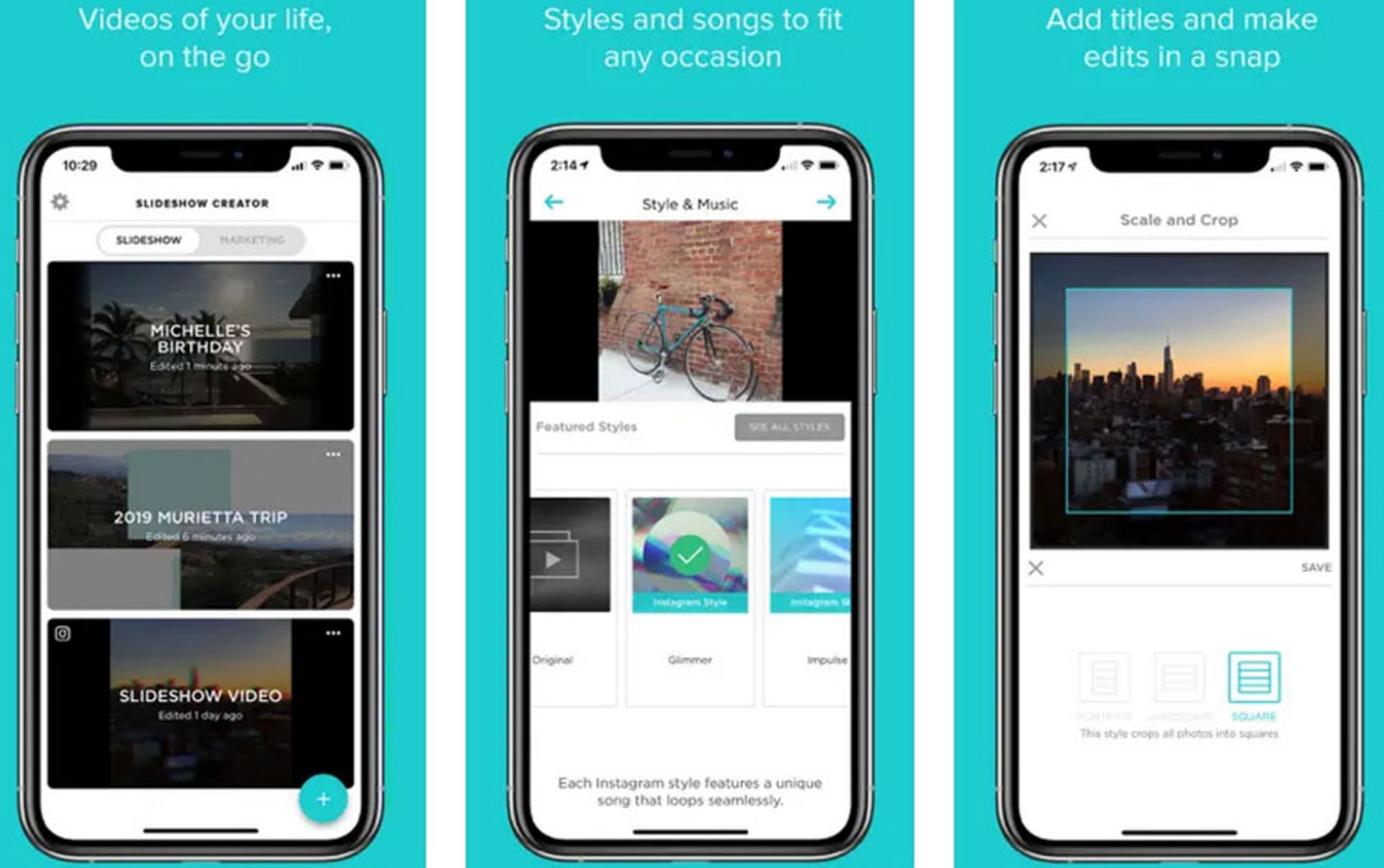 محیط کاربری Slideshow Creator