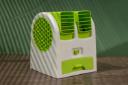 نمای کناری پنکه کوچک همراه مدل کولر آبی Small fan Water cooler