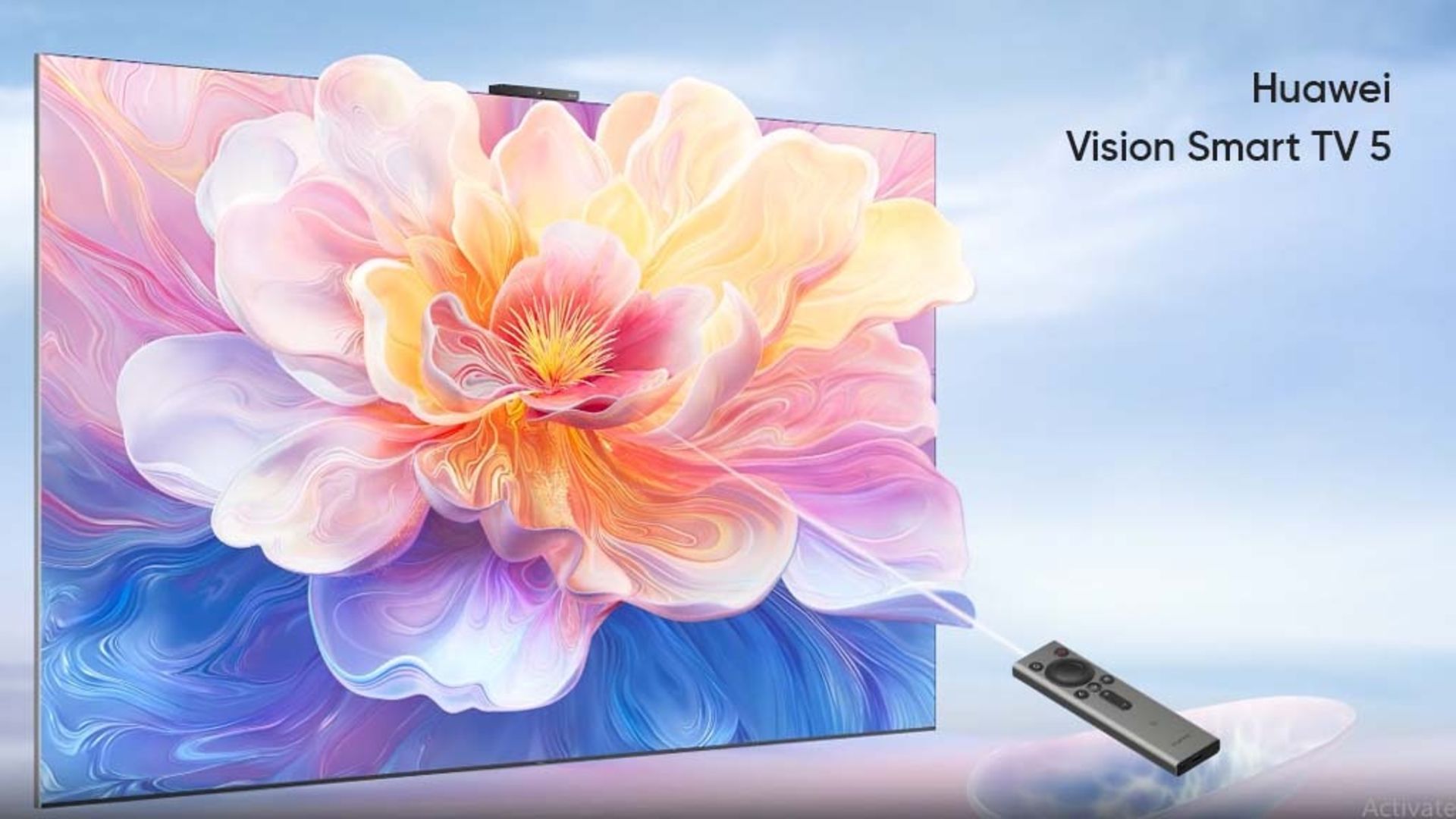 تلویزیون هواوی Vision Smart TV 5 نمای جلو در حال نمایش گل