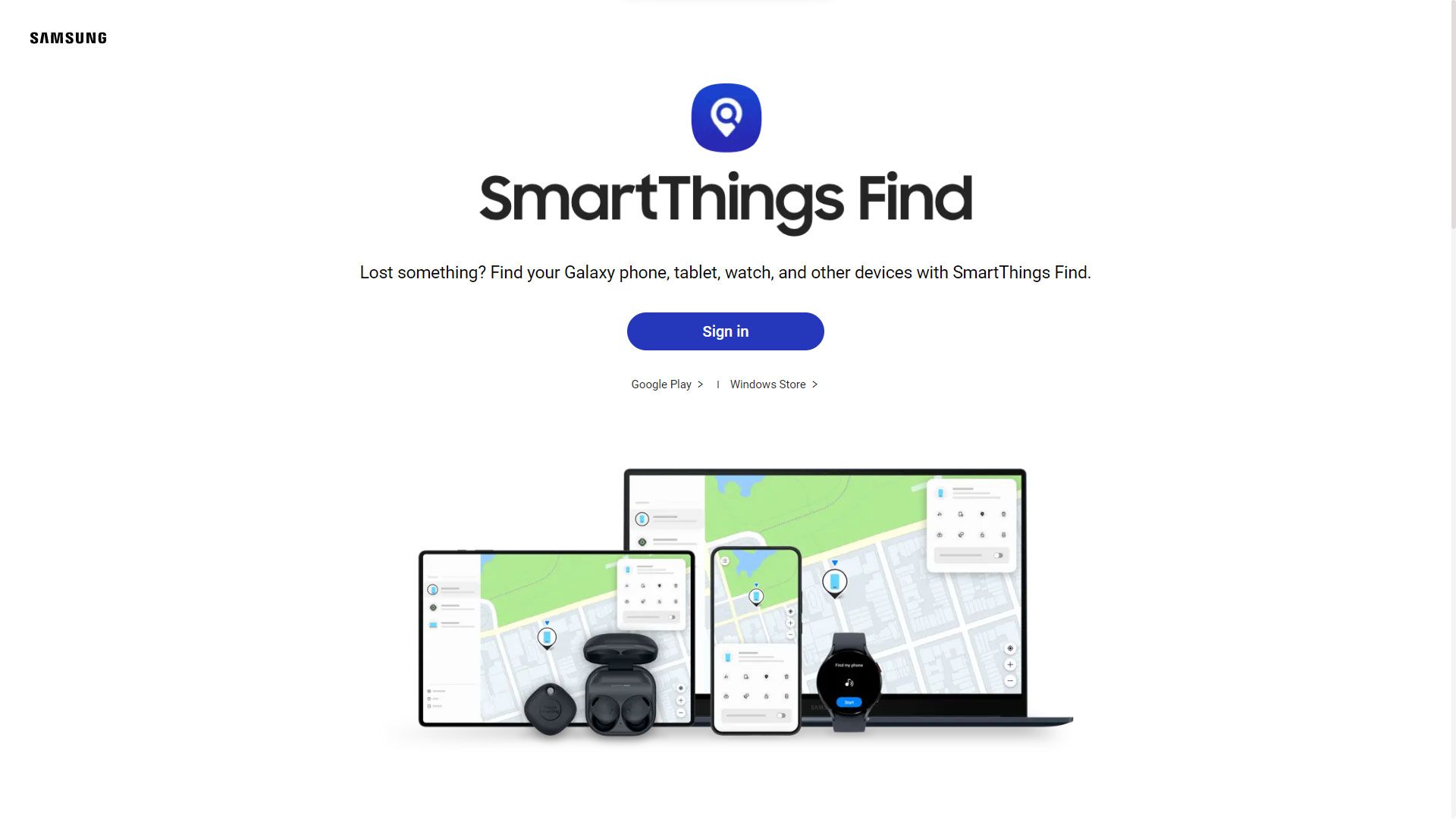 صفحه اصلی SmartThings Find