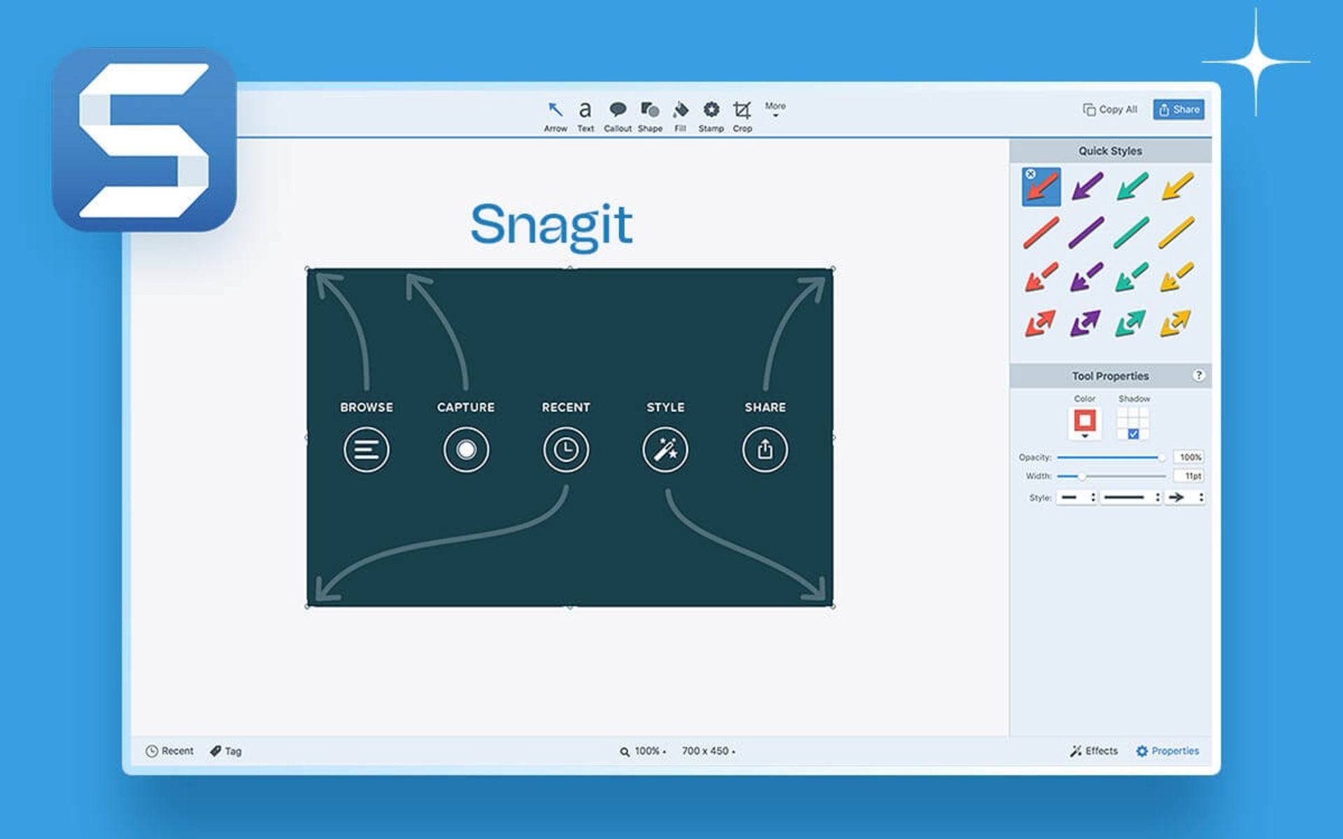 محیط برنامه Snagit