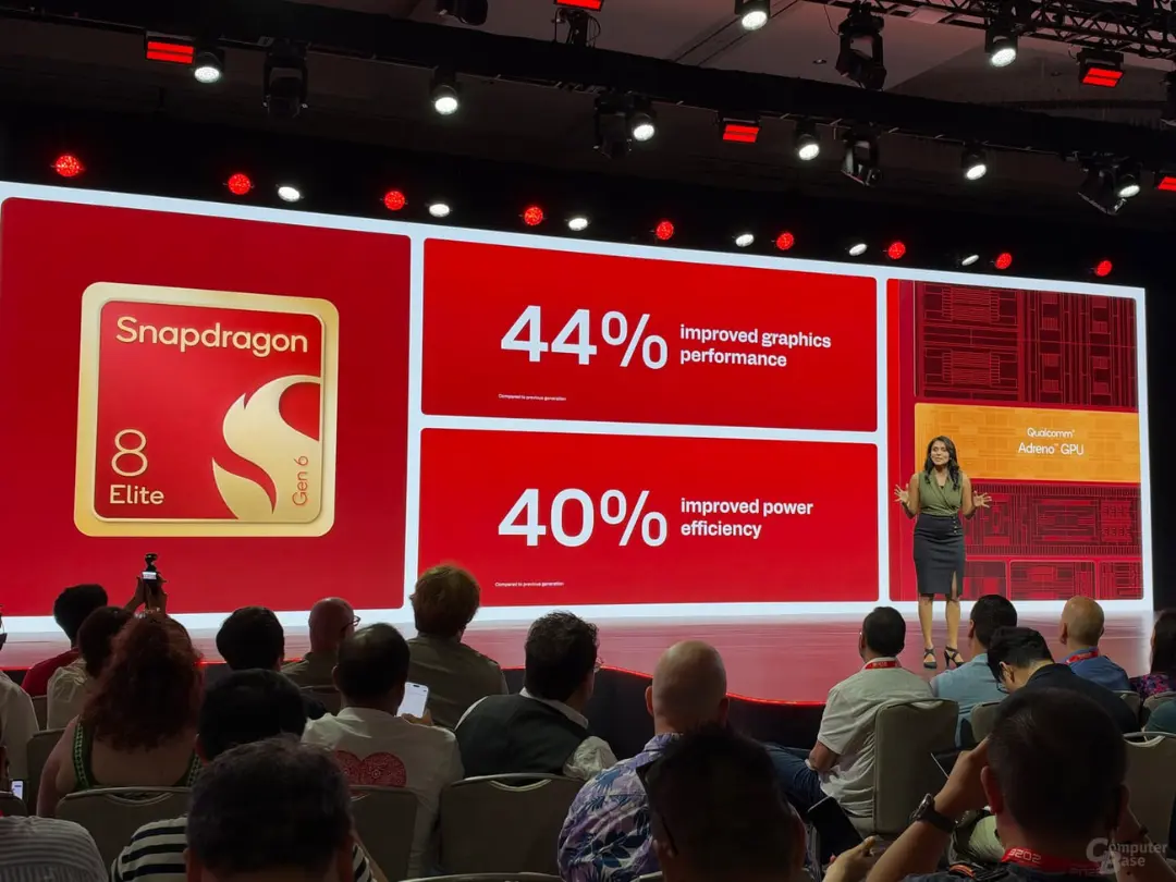 نمایش مشخصات فنی اسنپدراگون 8 الیت (Snapdragon 8 Elite) روی صفحه نمایش بزرگ در مراسم معرفی