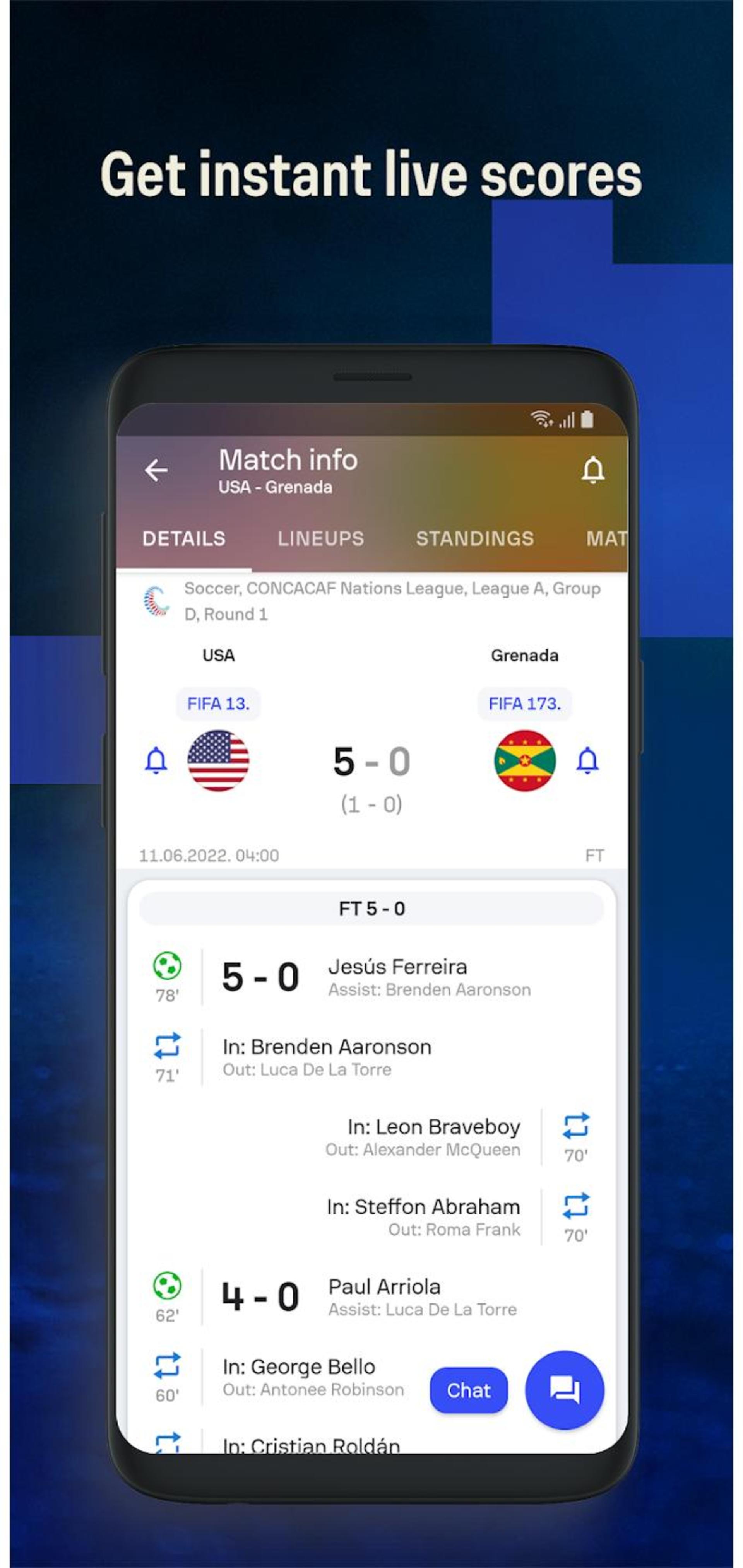 اپلیکیشن فوتبالی Sofascore 