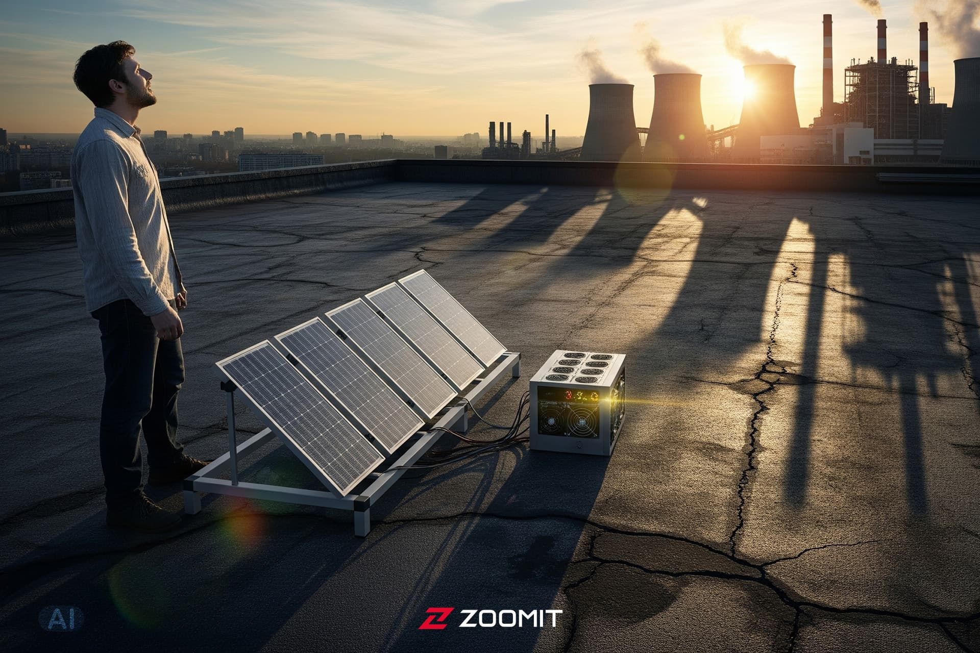 طرح هوش مصنوعی از ماینینگ با پنل خورشیدی 