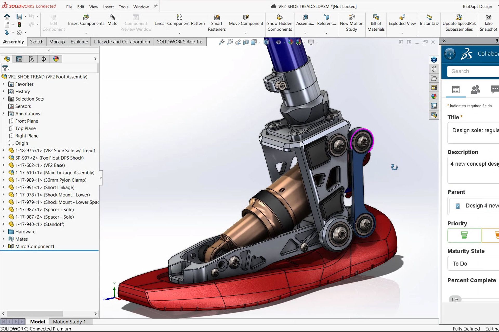 نمایی از محیط نرم‌افزار SolidWorks