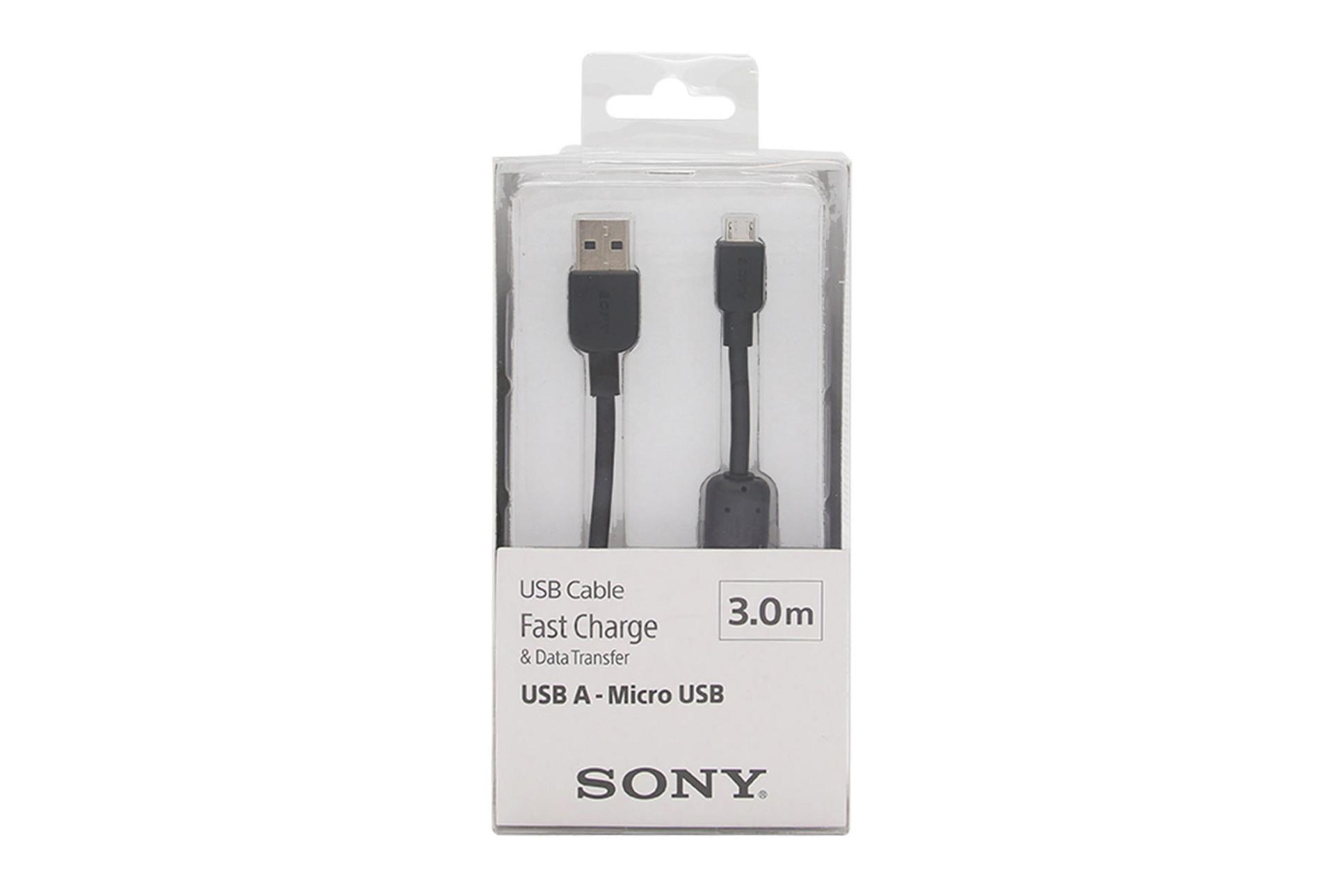جعبه کابل شارژ USB سونی Type-A به Micro-USB مدل CP-AB300 با طول 3 متر