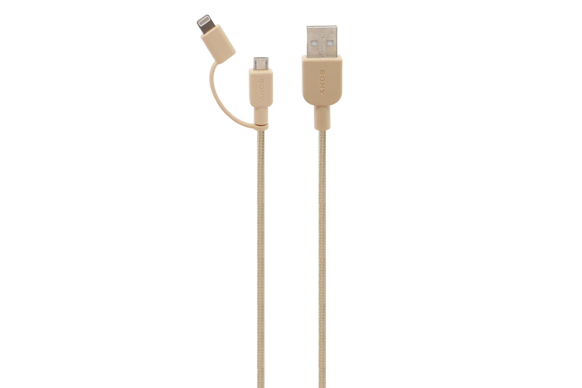 کابل شارژ USB سونی Type-A به Lightning+Micro-USB مدل CP-ABLP150 با طول 1.5 متر طلایی