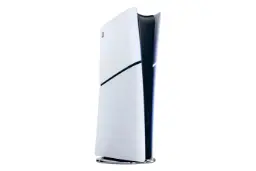نمای نیمرخ کنسول بازی پلی استیشن 5 اسلیم دیجیتال سونی / Sony PlayStation 5 Slim Digital Edition با نمایش پنل سمت چپ و درگاه های پنل جلو رنگ سفید