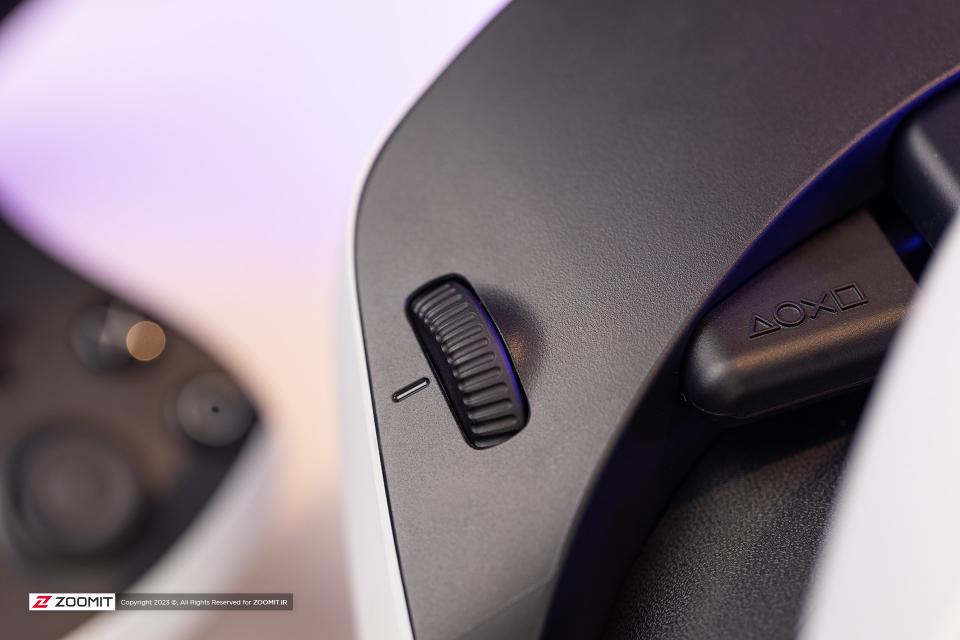 PlayStation VR2 virtual reality headset lens adjustment slider