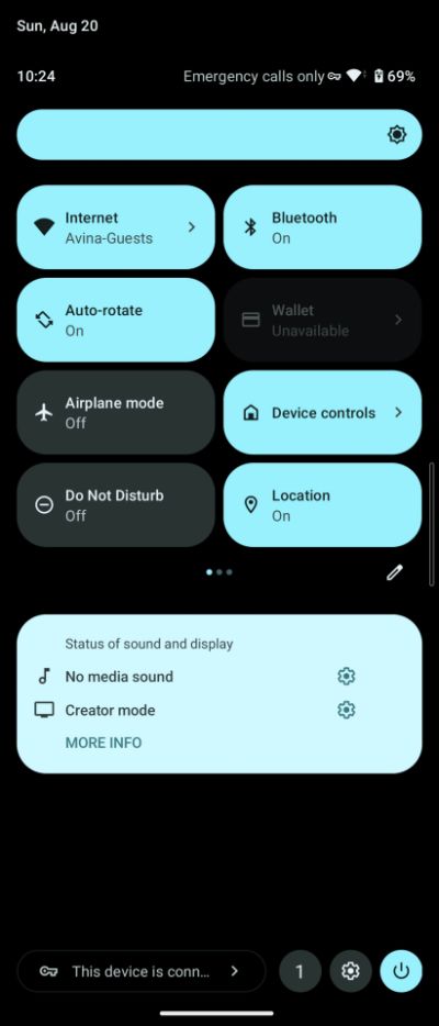 طراحی Quick Settings در رابط کاربری Xperia UI سونی