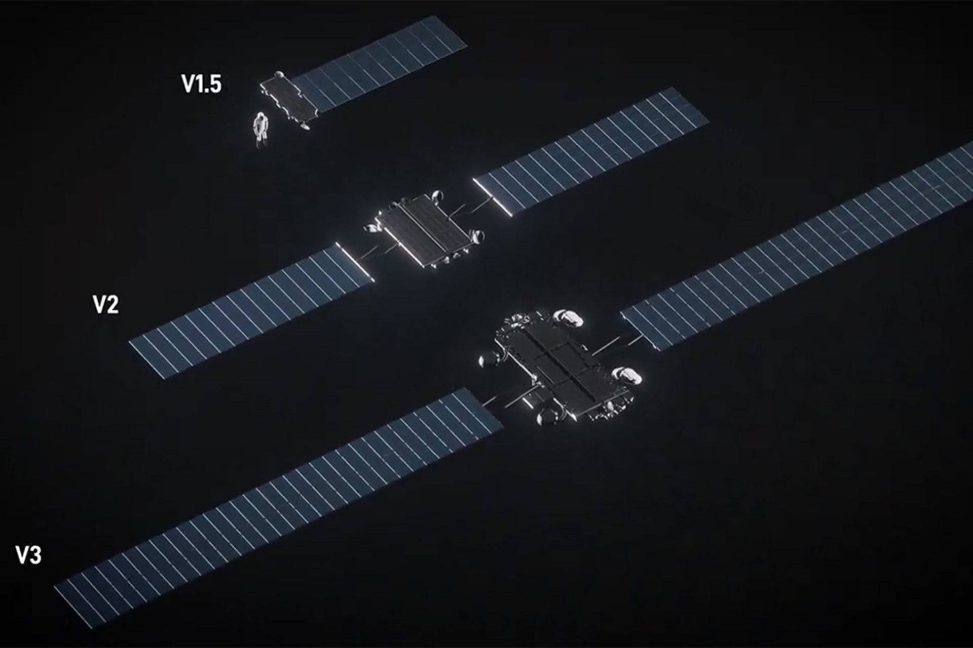 ماهواره استارلینک V3 درکنار مدل های قبلی