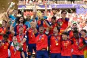 بازیکنان تیم ملی اسپانیا (Spain) در حال جشن گرفتن قهرمانی با جام جهانی