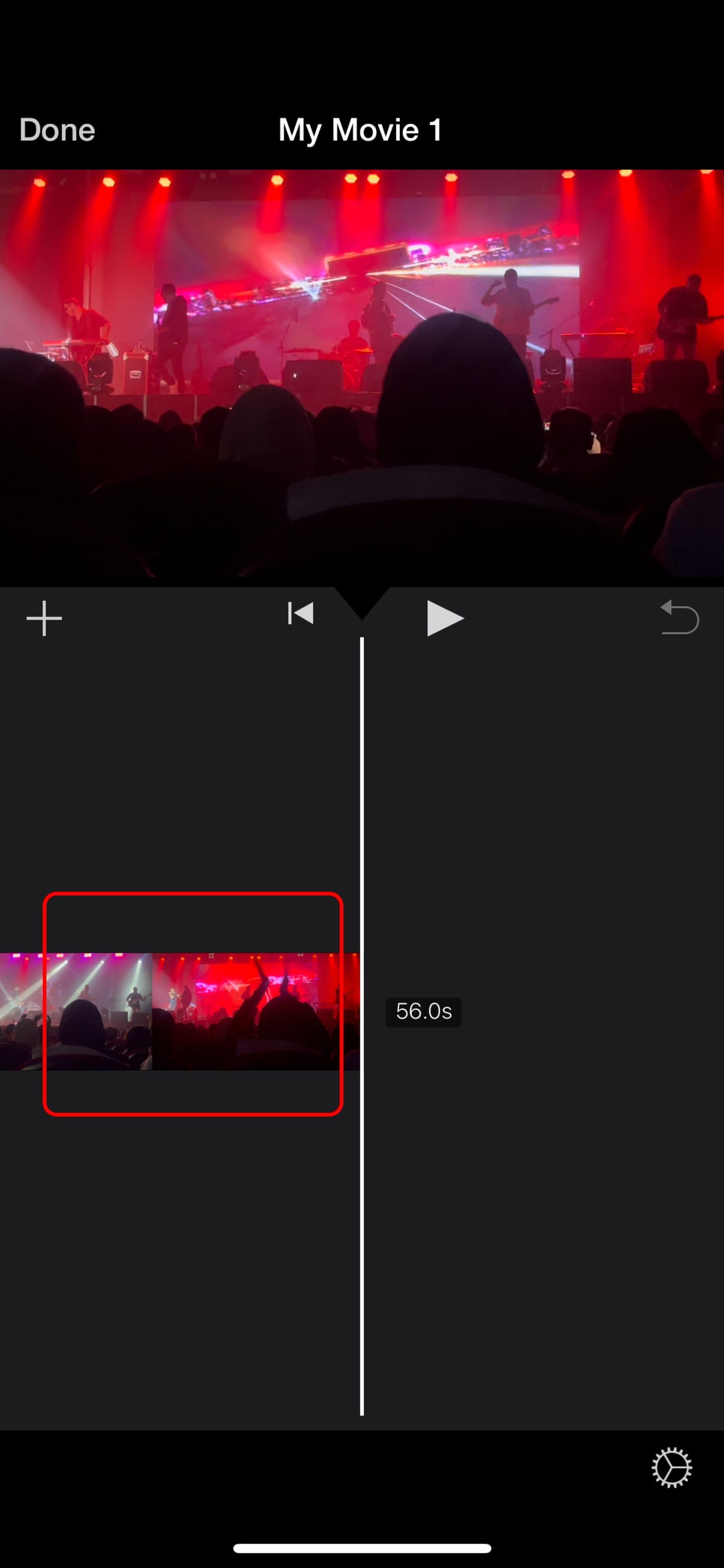 انتخاب خط سیر زمانی در اپلیکیشن iMovie