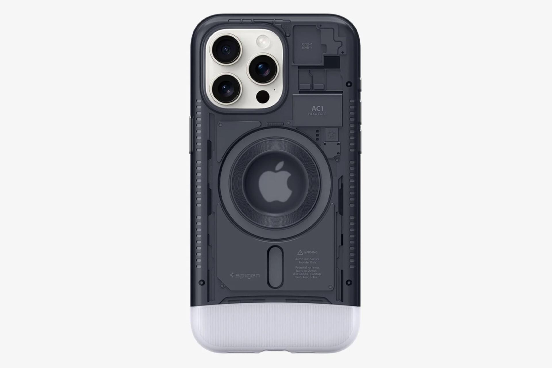 قاب گوشی اسپیگن مدل Classic C1 MagFit مناسب اپل iPhone 15 Pro Max رنگ مشکی