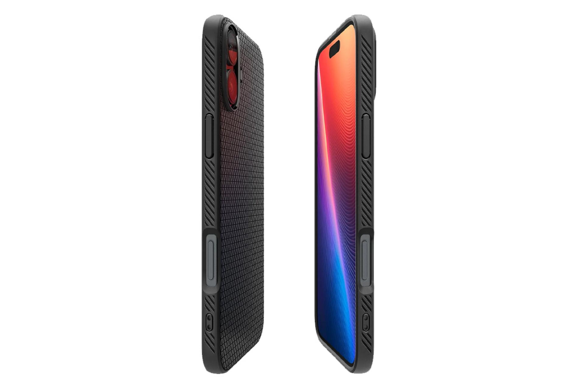 نمای کنار قاب گوشی اسپیگن مدل Liquid Air مناسب اپل iPhone 16