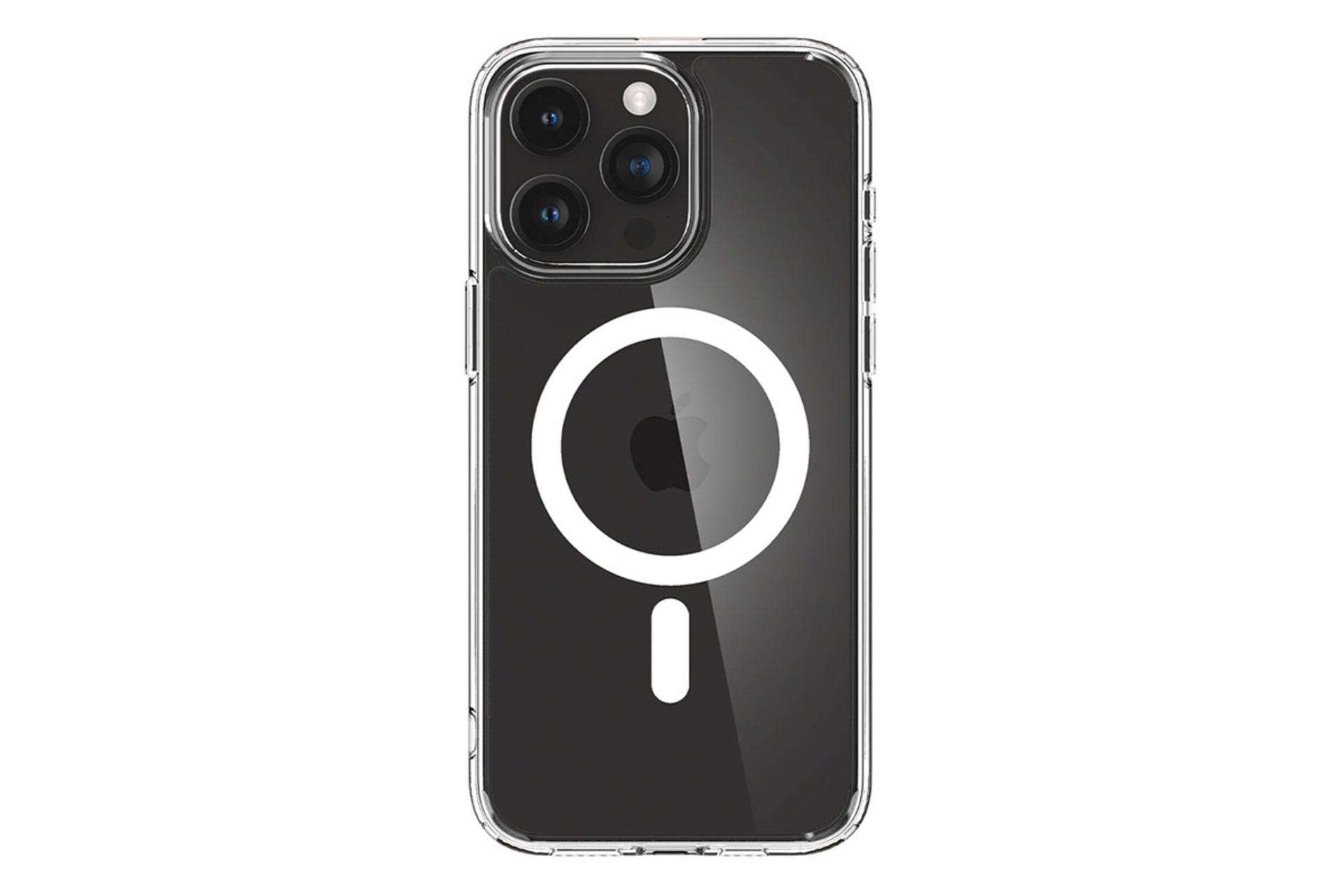 قاب گوشی اسپیگن Spigen Ultra Hybrid MagFit Apple iPhone 15 Pro Max نمای پشت روی گوشی