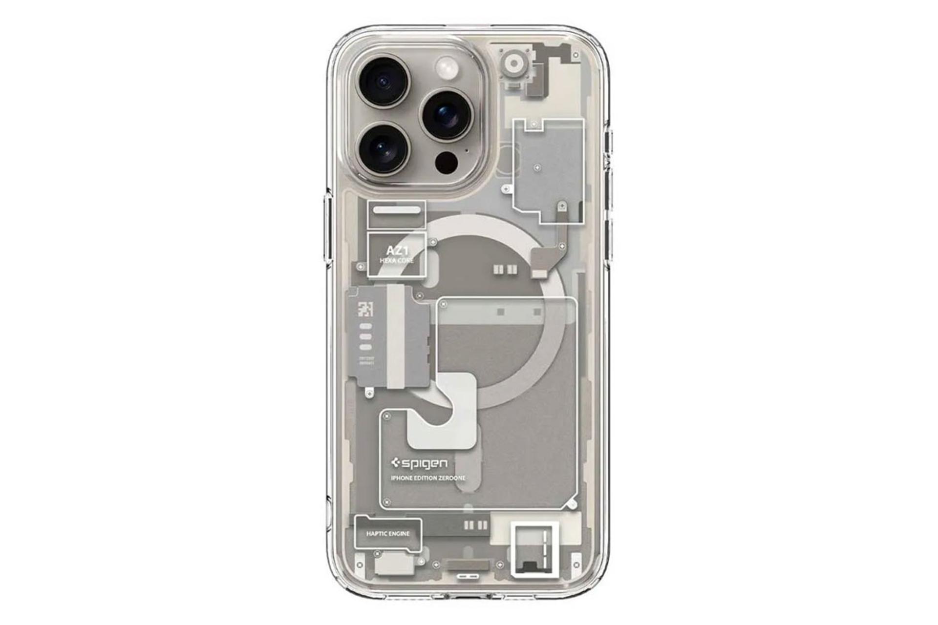 نمای پشت قاب گوشی اسپیگن مدل Ultra Hybrid Zero One MagFit مناسب اپل iPhone 15 Pro Max