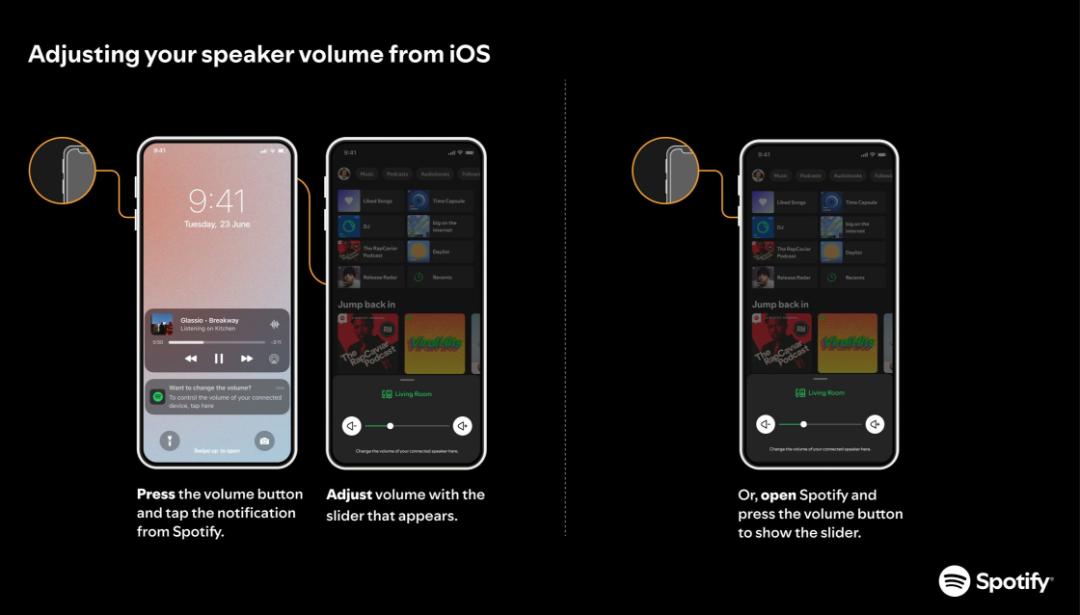تنظیم حجم صدا در اپلیکیشن اسپاتیفای در iOS