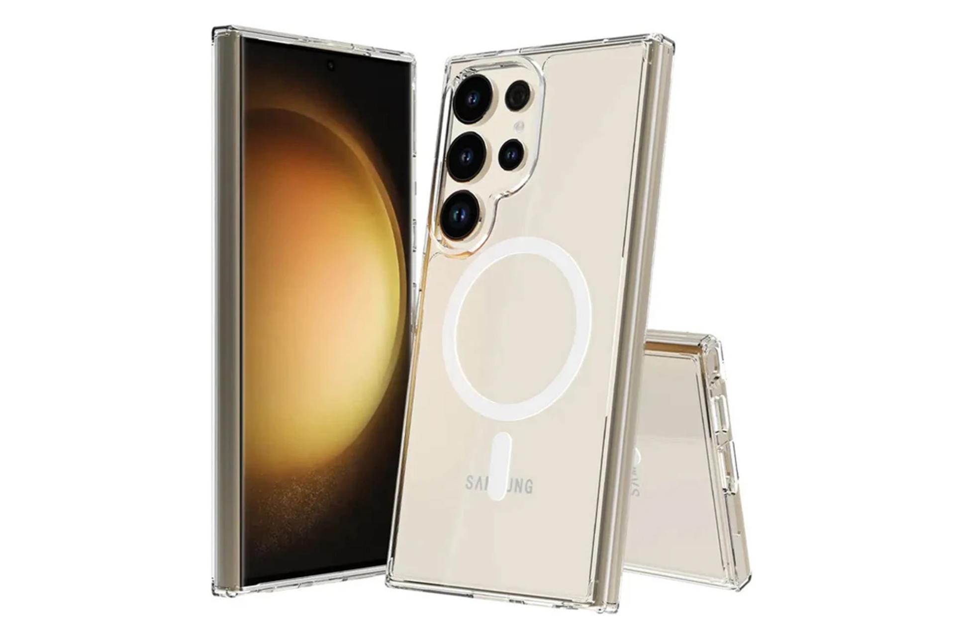 قاب گوشی اسپریگ مدل Magsafe Privacy Protect مناسب سامسونگ Galaxy S24 Ultra همراه با محافظ لنز و صفحه نمایش